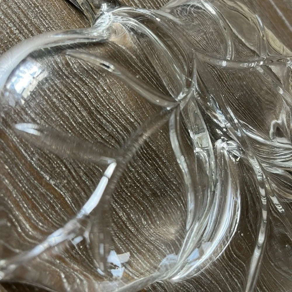 Clear Glass Leaf-Shaped Divided Serving Dish - Clear